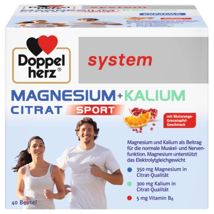 Abbildung der Produktverpackung Doppelherz system MAGNESIUM + KALIUM CITRAT Frontansicht